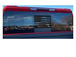Emblems Plus Rear Window American Flag Decal; Matte Black (19-26 Silverado 1500)