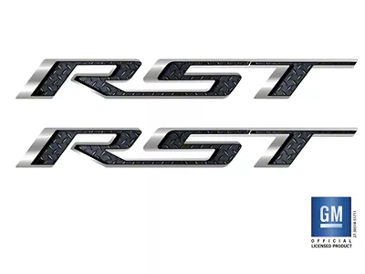 Emblems Plus RST Bedside Decals; Diamond Plate (19-25 Silverado 1500 RST)