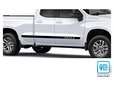 Emblems Plus RST Body Side Decals; Gloss Black (19-25 Silverado 1500 Double Cab, Crew Cab)