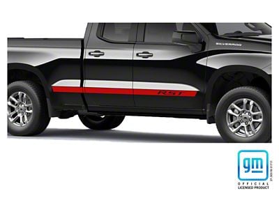 Emblems Plus RST Body Side Decals; Red (19-25 Silverado 1500 Double Cab, Crew Cab)