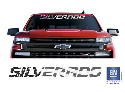 Emblems Plus SILVERADO Windshield Banner; Black/Gray American Flag (14-25 Silverado 1500)