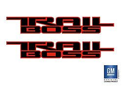 Emblems Plus Trail Boss Bedside Decals; Black/Red (19-25 Silverado 1500 Trail Boss)