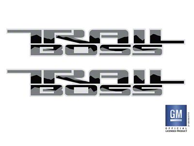 Emblems Plus Trail Boss Bedside Decals; Black/Silver (19-25 Silverado 1500 Trail Boss)