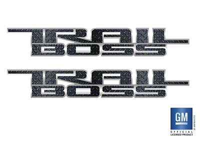 Emblems Plus Trail Boss Bedside Decals; Diamond Plate (19-25 Silverado 1500 Trail Boss)