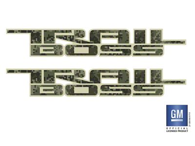 Emblems Plus Trail Boss Bedside Decals; Digital Camouflage (19-25 Silverado 1500 Trail Boss)