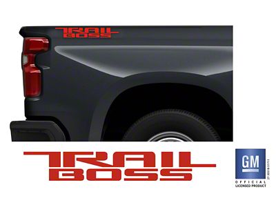 Emblems Plus Trail Boss Bedside Decals; Red (19-25 Silverado 1500 Trail Boss)