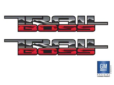 Emblems Plus Trail Boss Bedside Decals; Red/Grey/Black/Silver (19-25 Silverado 1500 Trail Boss)