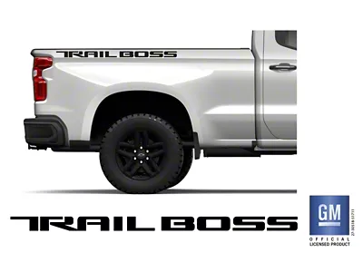 Emblems Plus Trail Boss Bedside Lettering Decals; Gloss Black (19-25 Silverado 1500 Trail Boss)