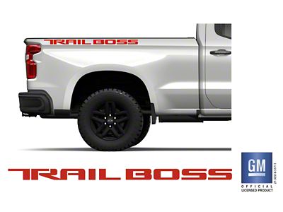 Emblems Plus Trail Boss Bedside Lettering Decals; Red (19-25 Silverado 1500 Trail Boss)