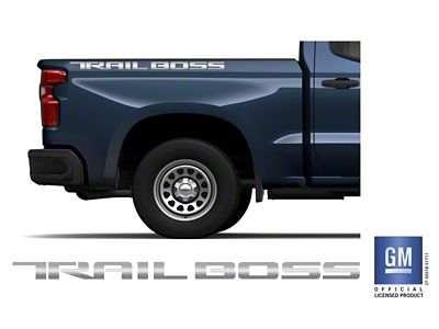 Emblems Plus Trail Boss Bedside Lettering Decals; Silver (19-25 Silverado 1500 Trail Boss)