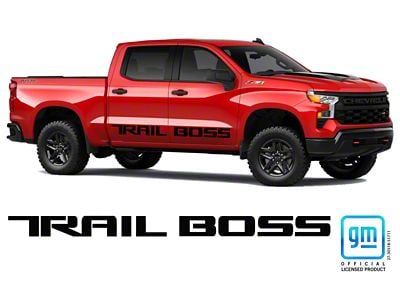 Emblems Plus Trail Boss Body Side Decals; Gloss Black (19-25 Silverado 1500 Trail Boss Crew Cab)