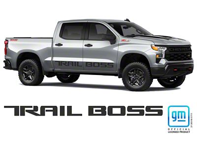 Emblems Plus Trail Boss Body Side Decals; Matte Black (19-25 Silverado 1500 Trail Boss Crew Cab)