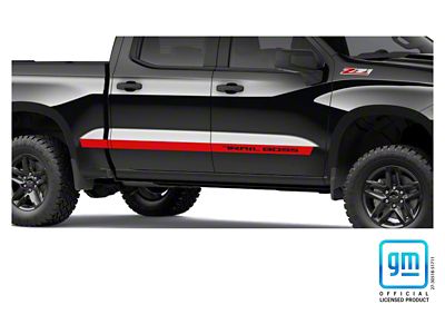 Emblems Plus TRAIL BOSS Body Side Decals; Red (19-25 Silverado 1500 Double Cab, Crew Cab)