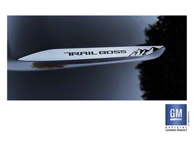 Emblems Plus TRAIL BOSS Mountains Hood Spear Decals; Silver (19-25 Silverado 1500 Trail Boss)