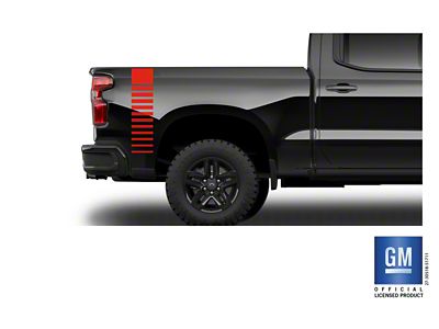 Emblems Plus Vertical Fede Rear Bedside Decals; Red (19-25 Silverado 1500)