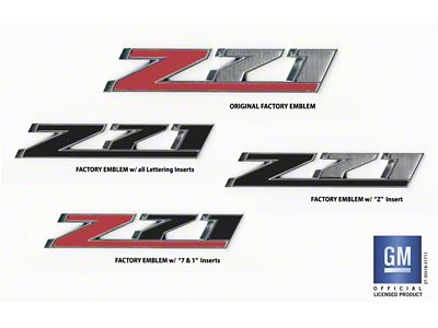 Emblems Plus Z71 Grille Emblem Insert Lettering Kit; Gloss Black (14-18 Silverado 1500)