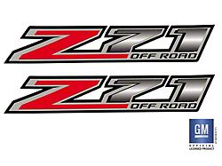 Emblems Plus Z71 Off Road Bedside Decals; Red/Silver (14-18 Silverado 1500)