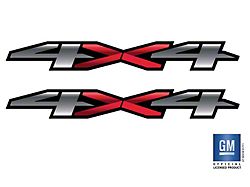 Emblems Plus 4x4 Bedside Decals; Red/Silver (20-26 Silverado 2500 HD)