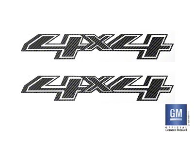 Emblems Plus 4x4 Bedside Decals; Black Carbon Fiber (15-19 Silverado 3500 HD)