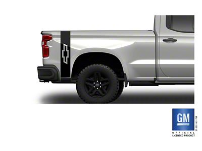 Emblems Plus Vertical Bowtie Rear Bedside Decals; Matte Black (20-25 Silverado 3500 HD)