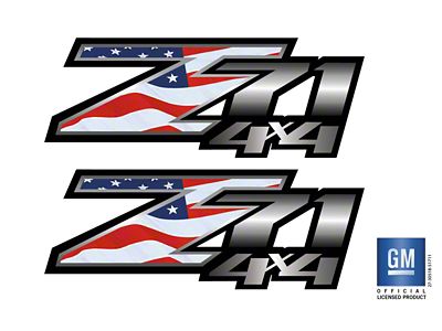 Emblems Plus Z71 4x4 Bedside Decals; American Flag/Black/Silver Fade (07-14 Silverado 3500 HD)