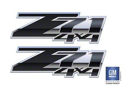 Emblems Plus Z71 4x4 Bedside Decals; Black/Silver/White (07-14 Silverado 3500 HD)