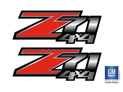 Emblems Plus Z71 4x4 Bedside Decals; Red/Silver/Black (07-14 Silverado 3500 HD)