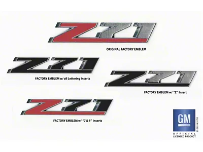 Emblems Plus Z71 Grille Emblem Insert Lettering Kit; Gloss Black (15-19 Silverado 3500 HD)