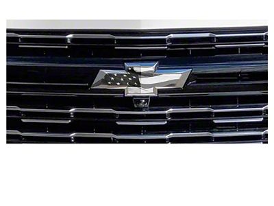 Emblems Plus Chevrolet Bowtie Grille/Liftgate Overlay Decals; Black American Flag (15-20 Tahoe)