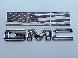 Emblems Plus GMC Grille Overlay Decal; Black American Flag (21-26 Yukon)