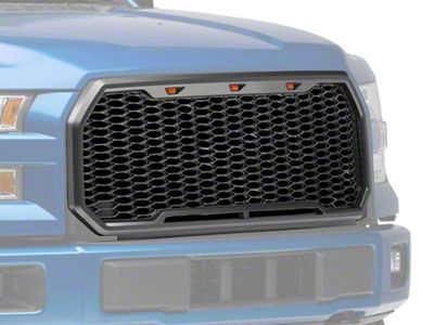 RedRock Baja Upper Replacement Grille with LED Lighting; Charcoal (15-17 F-150, Excluding Raptor)