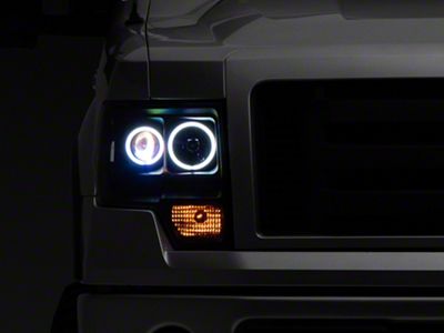 Raxiom Super White LED Halo Projector Headlights; Black Housing; Clear Lens (09-14 F-150 w/ Factory Halogen Headlights)