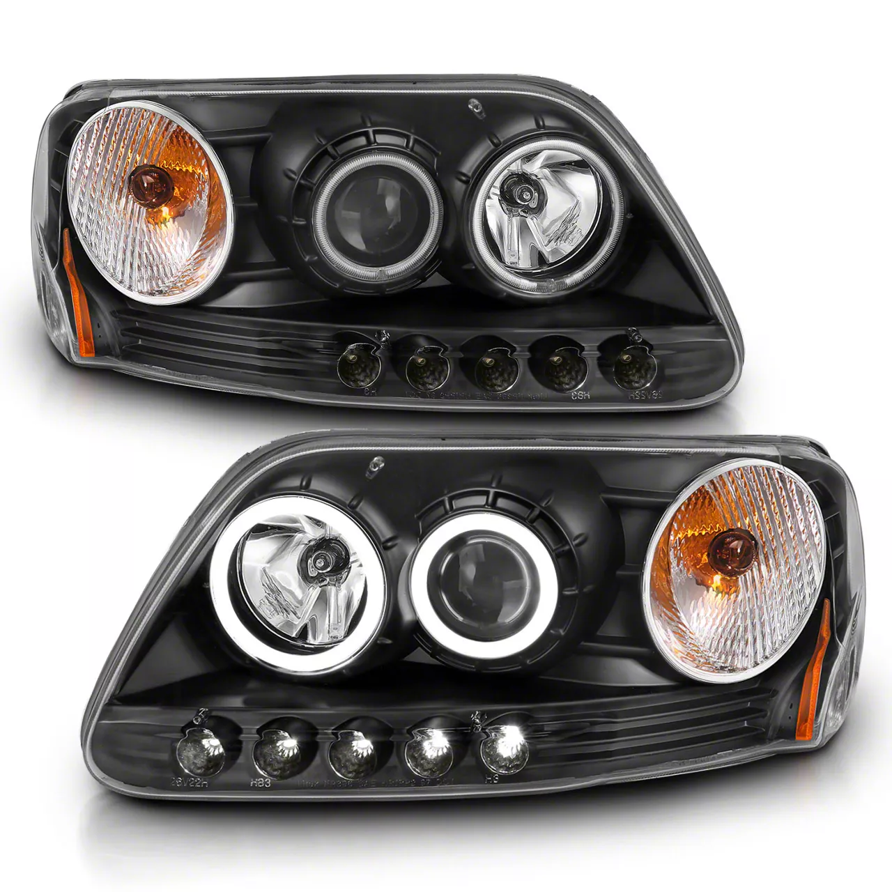 Raxiom Super White LED Halo Projector Headlights; Black Housing; Clear Lens (97-03 F-150)