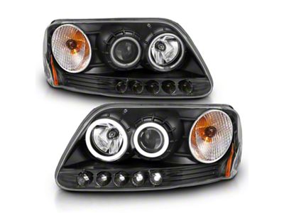 Raxiom Super White LED Halo Projector Headlights; Black Housing; Clear Lens (97-03 F-150)