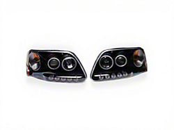 Raxiom Super White LED Halo Projector Headlights; Black Housing; Clear Lens (97-03 F-150)