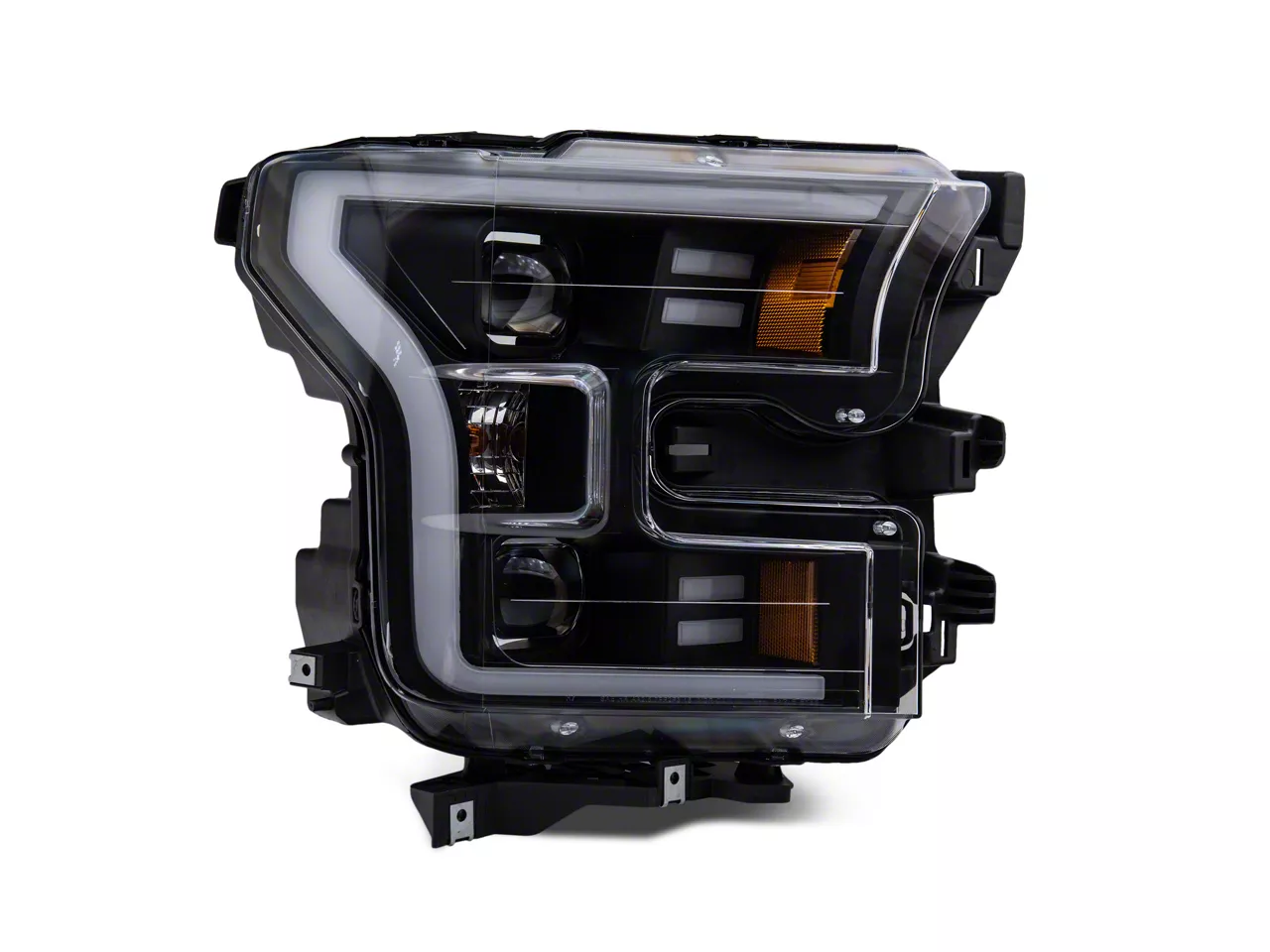 Raxiom F-150 G3 Projector Headlights with LED Accent; Black Raxiom F-150 G3 Projector Headlights with LED Accent; Black