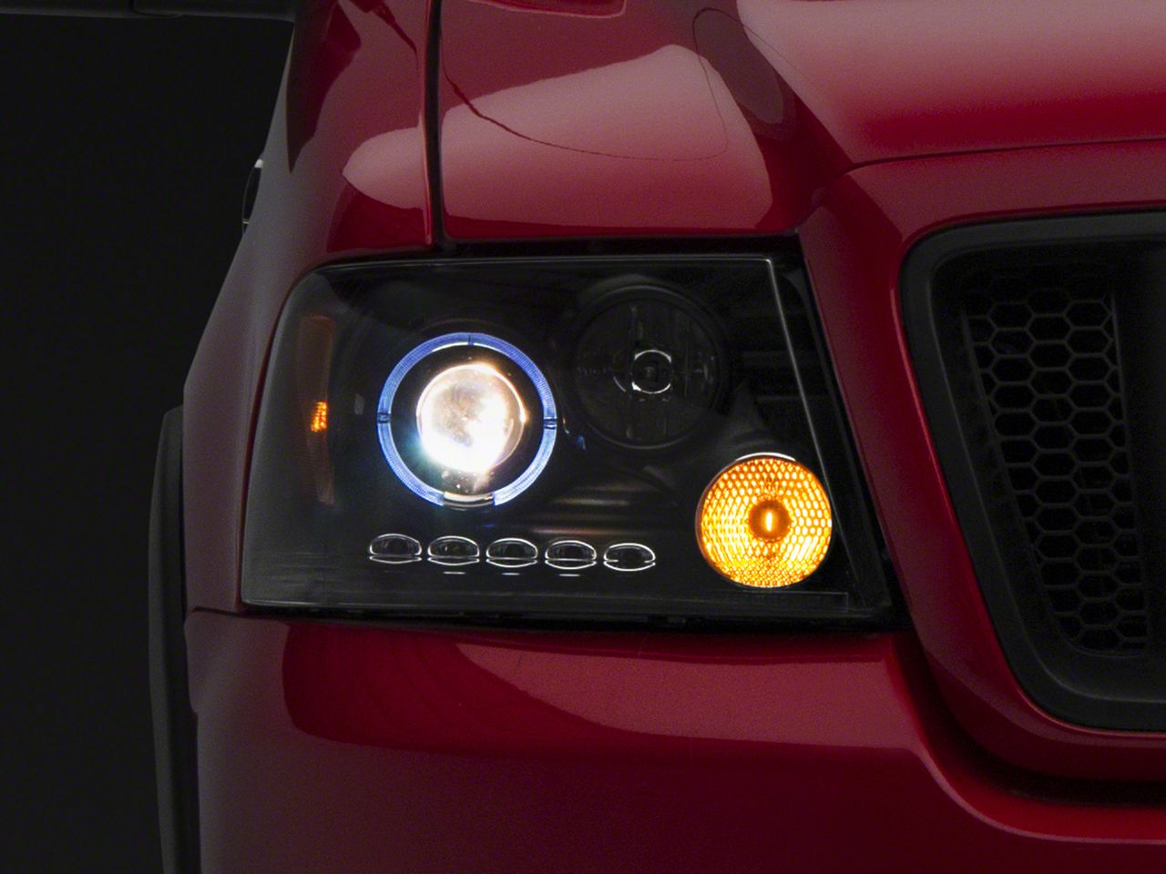 Raxiom LED Halo Projector Headlights; Black Housing; Clear Lens (04-08 F-150)