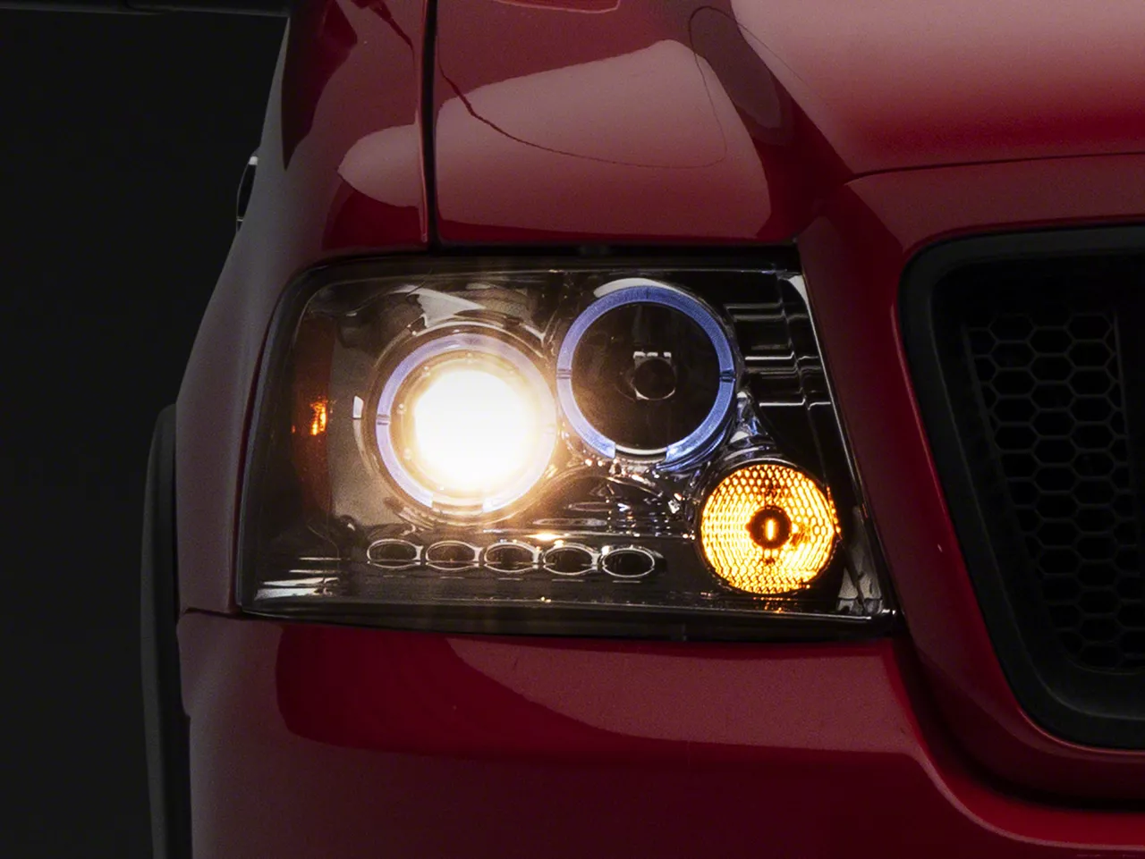 Raxiom Dual LED Halo Projector Headlights; Chrome Housing; Clear Lens (04-08 F-150)