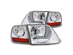 Raxiom G2 Euro Headlights with Parking Lights; Chrome Housing; Clear Lens (97-03 F-150)