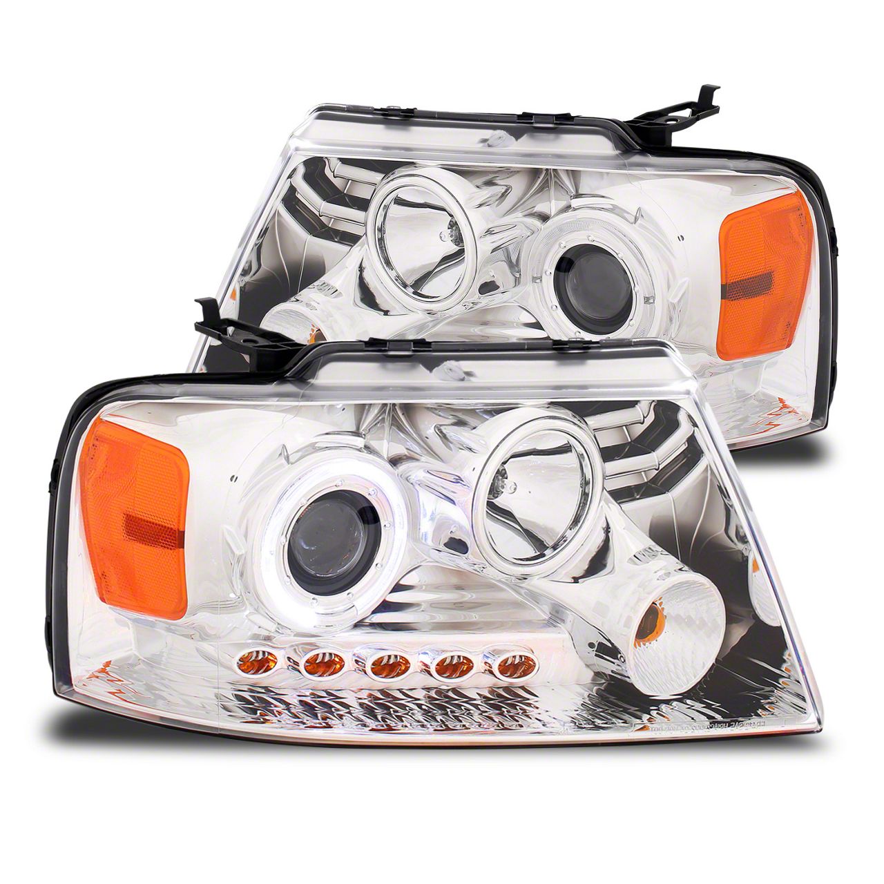 Raxiom LED Halo Projector Headlights; Chrome Housing; Clear Lens (04-08 F-150)