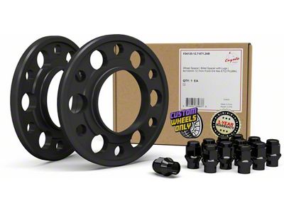 1/2-Inch Billet Aluminum 6-Lug Wheel Spacers and 3/4-Inch ET Acorn Black Lug Nut Kit (15-25 F-150)