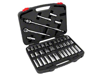 1/2-Inch Drive SAE/Metric Ratchet and Socket Set; 40-Piece Set