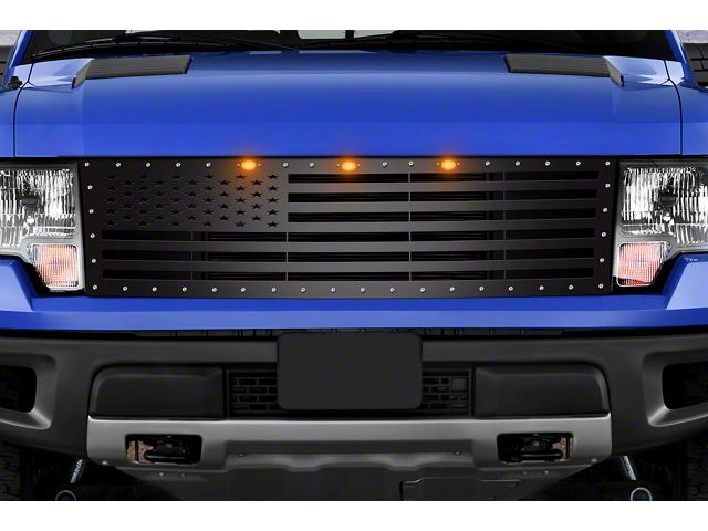 1-Piece Steel Upper Replacement Grille; America Flag Solid (10-14 F-150 Raptor)