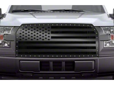 1-Piece Steel Upper Replacement Grille; American Flag Solid (15-17 F-150, Excluding Raptor)