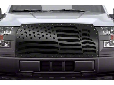 1-Piece Steel Upper Replacement Grille; American Flag Wave (15-17 F-150, Excluding Raptor)