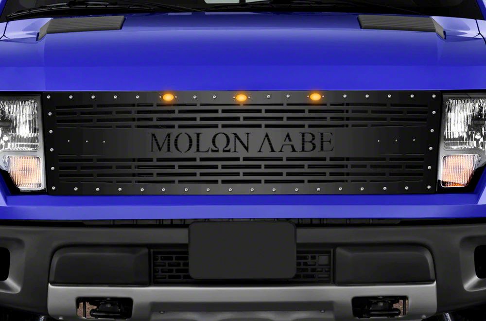 1-Piece Steel Upper Replacement Grille; Molon Labe Bricks (10-14 F-150 Raptor)