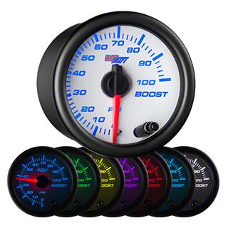 100 PSI Boost Gauge; White 7 Color (Universal; Some Adaptation May Be Required)