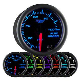 100 PSI Fuel Pressure Gauge; Black 7 Color (Universal; Some Adaptation May Be Required)