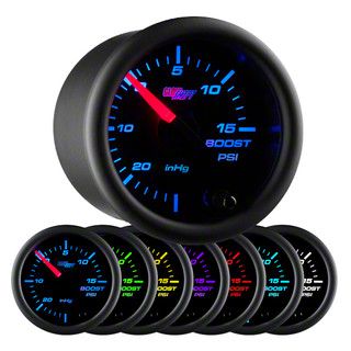 15 PSI Boost/Vacuum Gauge; Black 7 Color (Universal; Some Adaptation May Be Required)