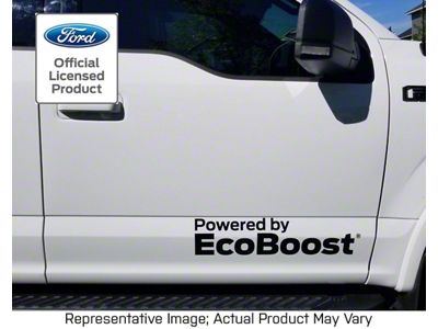 24-Inch Powered By EcoBoost Side Decals; Gloss Red Metallic 3M (Universal; Some Adaptation May Be Required)